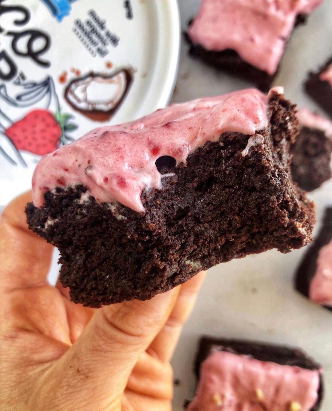 Fudge Brownies with Raspberry Whip