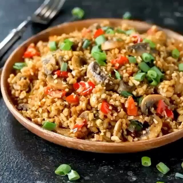 Low Carb Vegan Mushroom Cauliflower Fried Rice