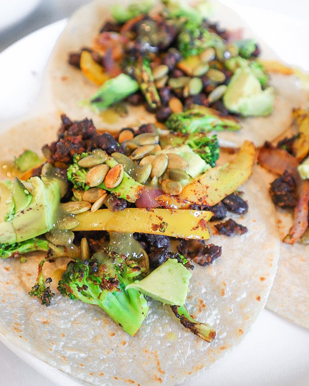 Seasoned Veggie Tacos with Broccoli and Avocado
