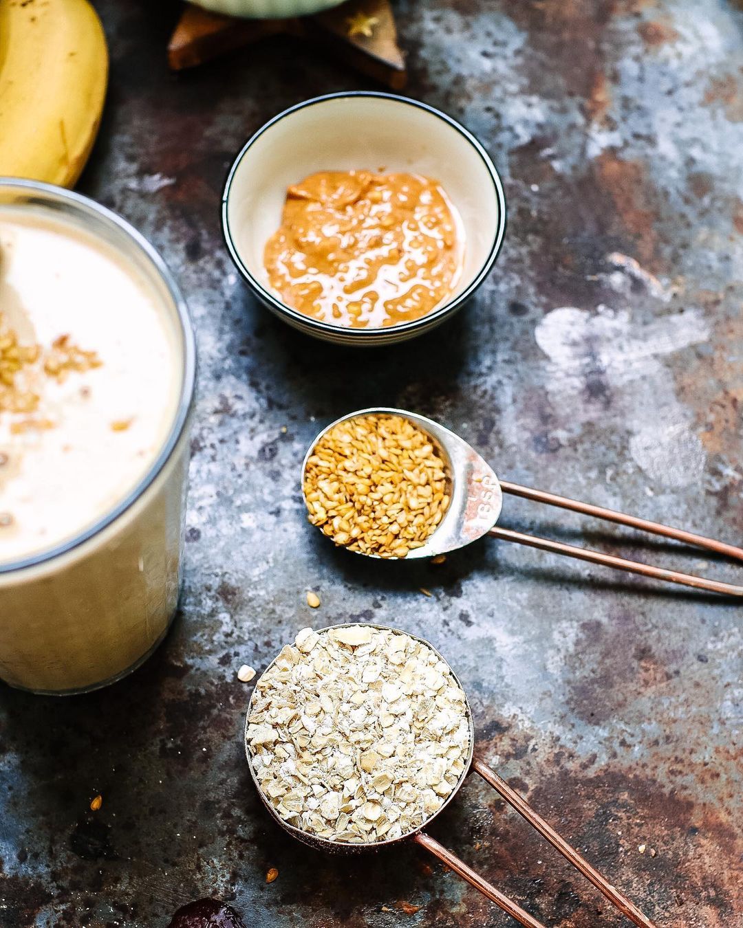 Thick Creamy Oat Banana Peanut Butter Smoothie