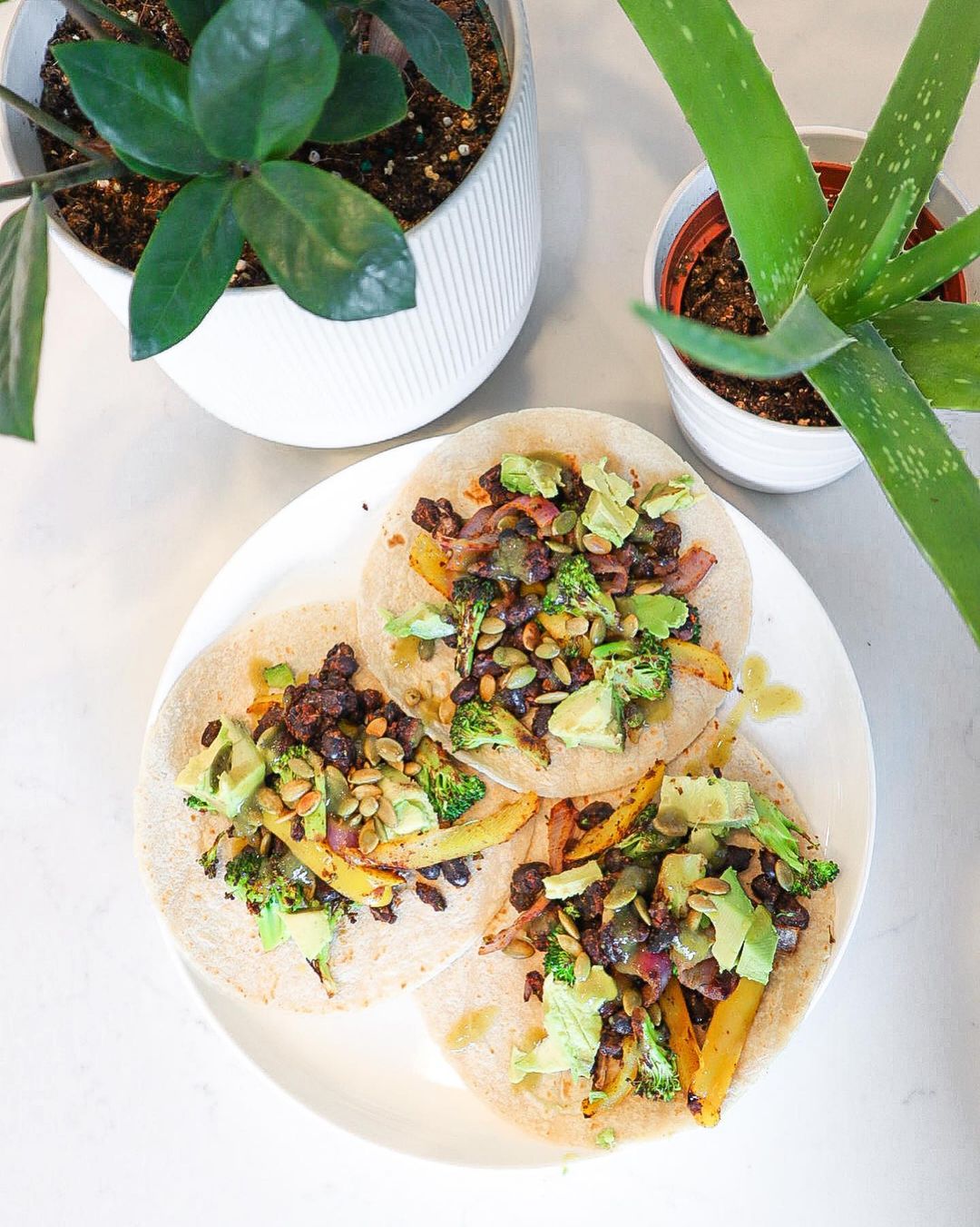 Seasoned Veggie Tacos with Broccoli and Avocado