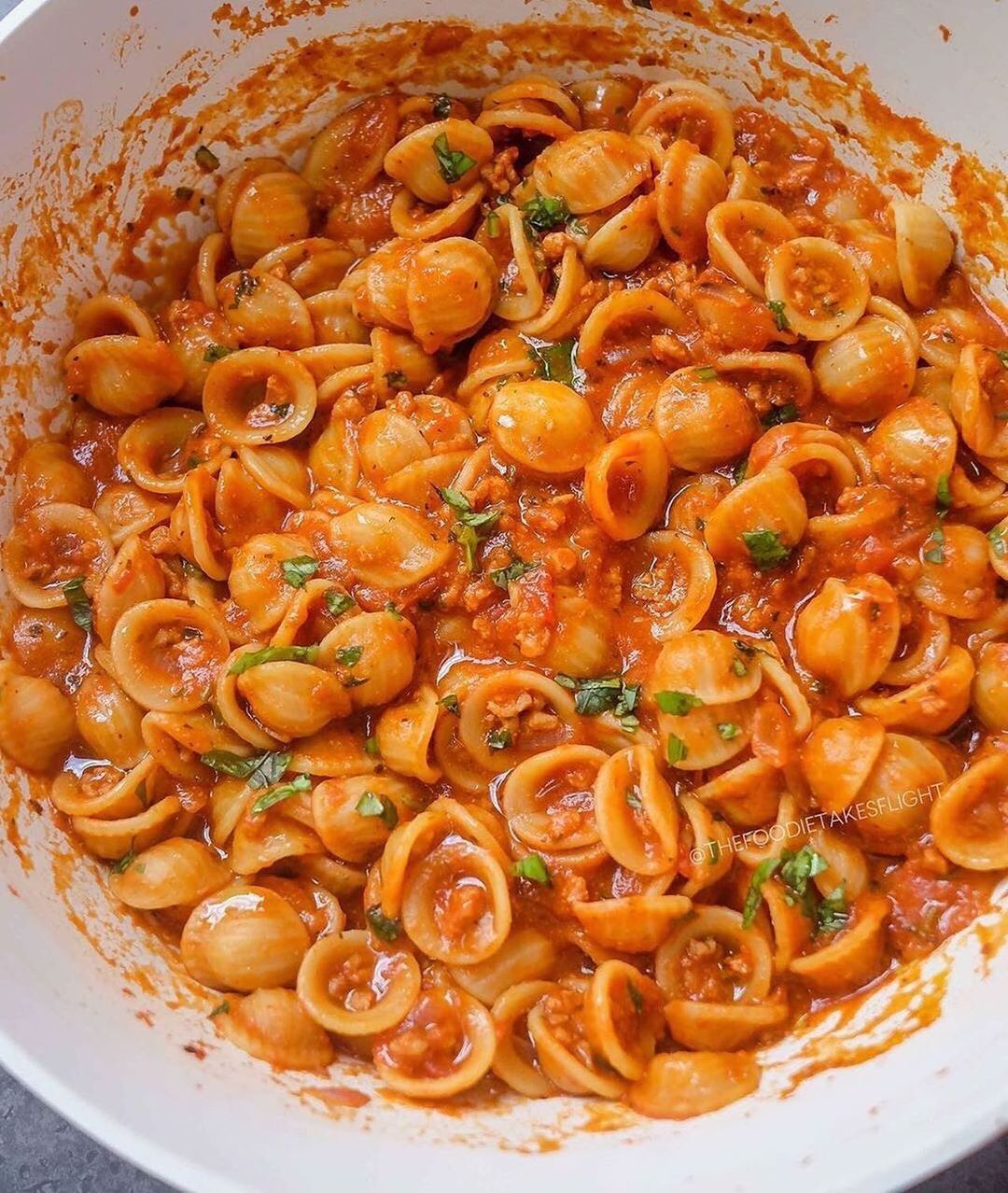 Vegan Orecchiette with Tomato Meat Sauce