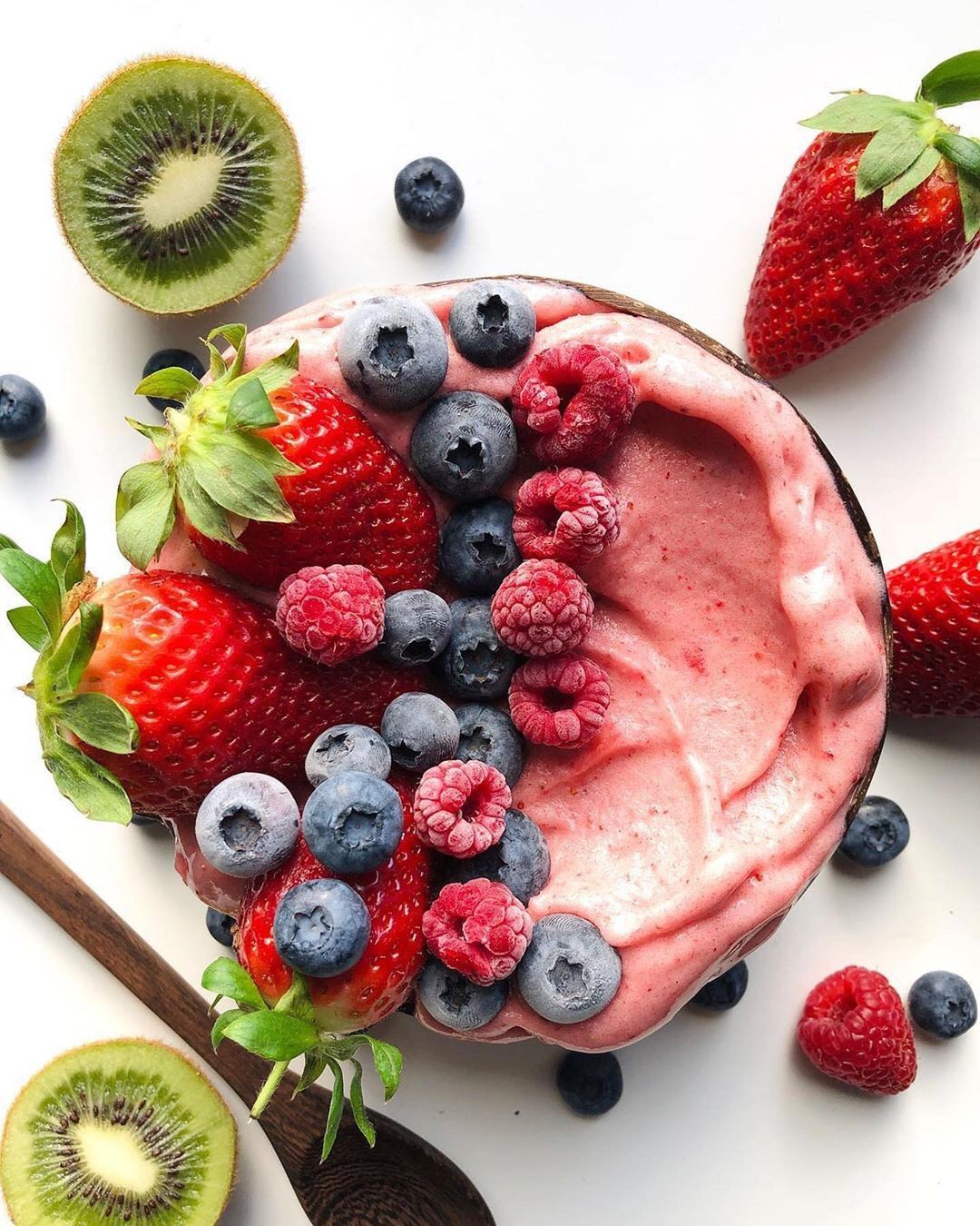 Strawberry Nice-Cream with Bananas and Berries