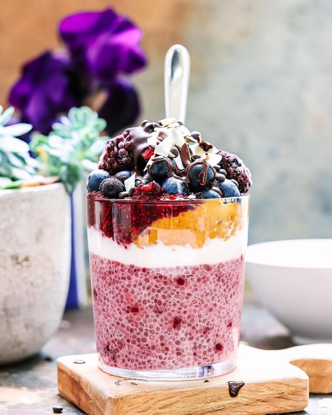 Fruity Chia Pudding with Yogurt Toppings