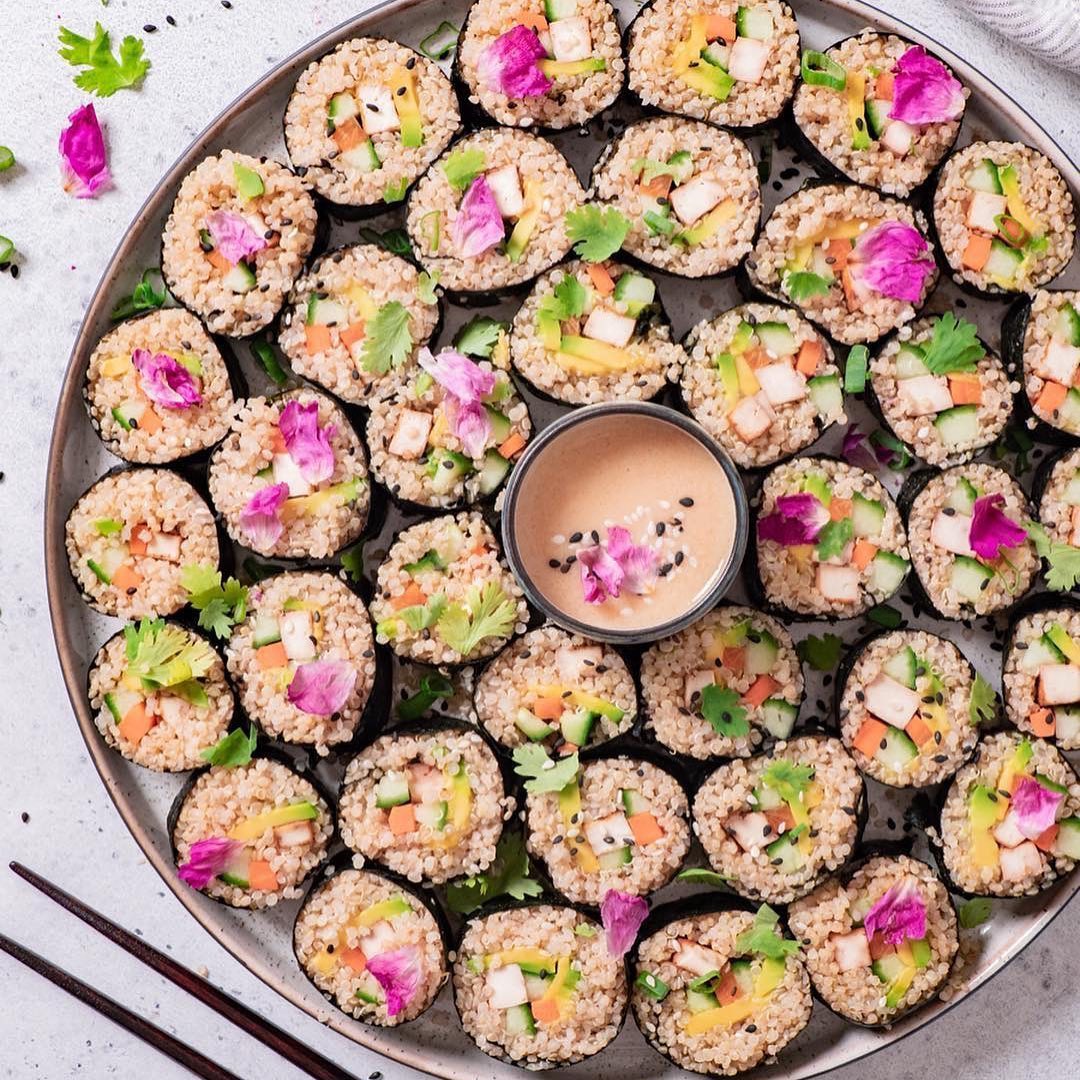 Quinoa Sushi with Miso Tahini Dressing