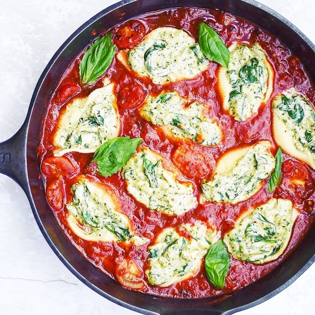 Stuffed Shells with Basil Pesto and Cashew Cream