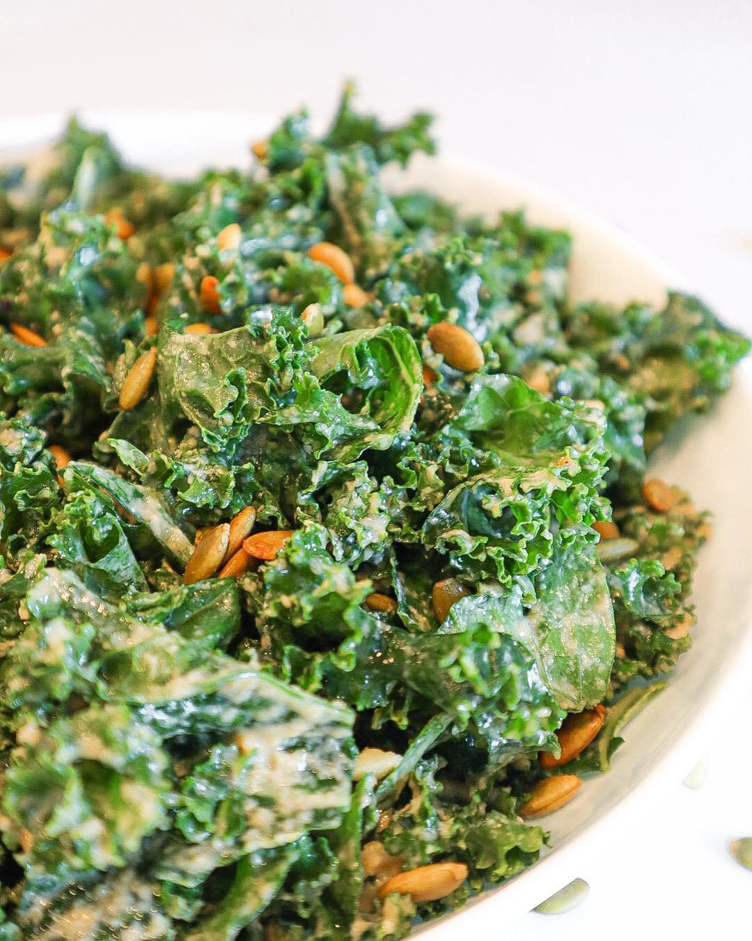 Garlic Tahini Kale Salad W Crispy Tofu