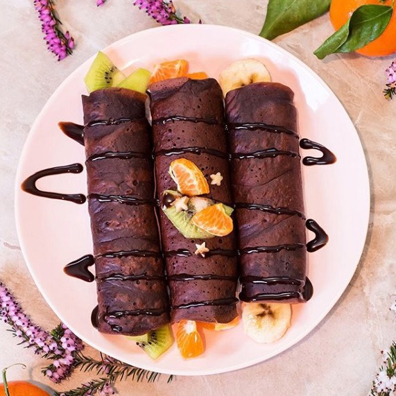 Homemade Chocolate Fruit Crepes