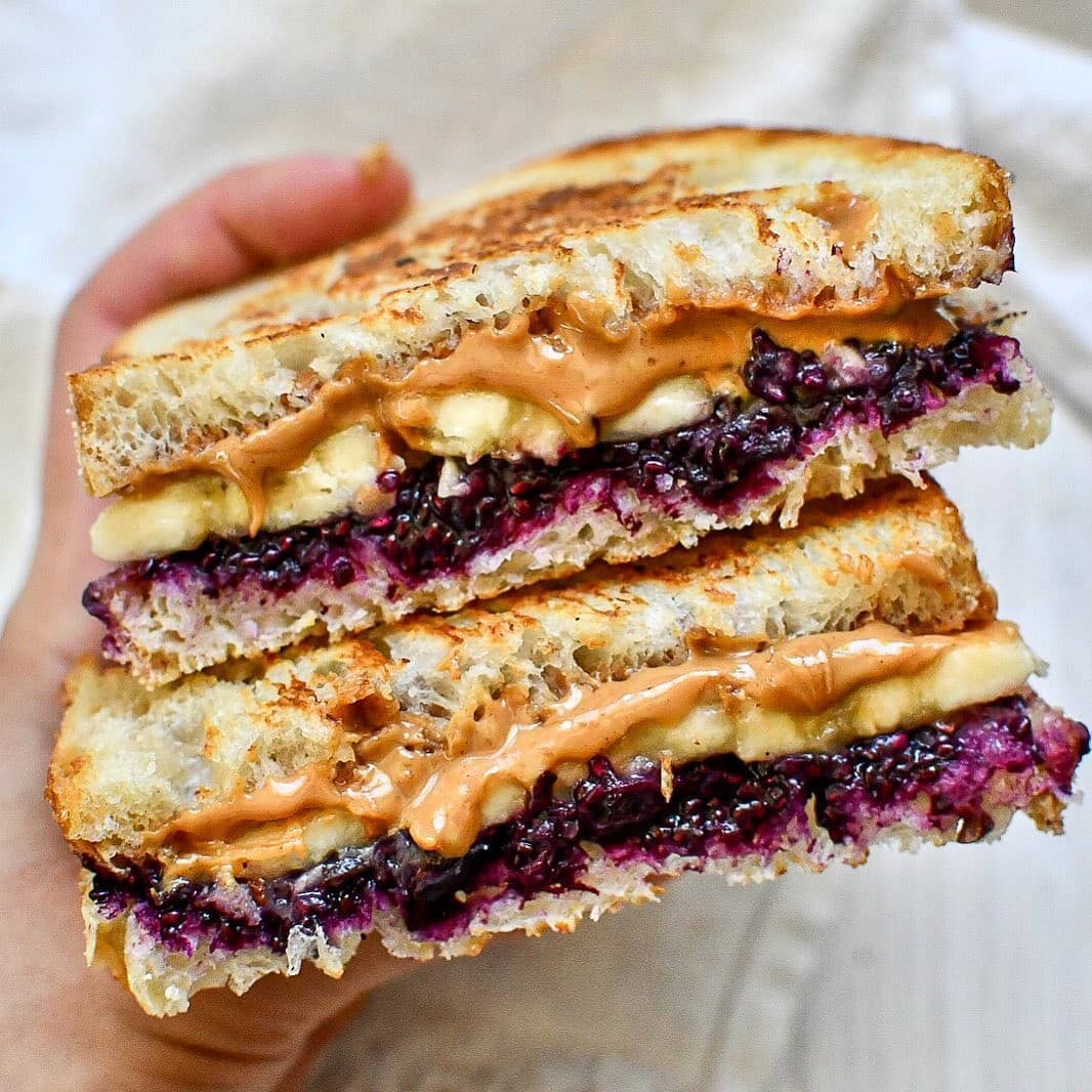 Grilled Banana-Stuffed Peanut Butter and Jelly Sandwich