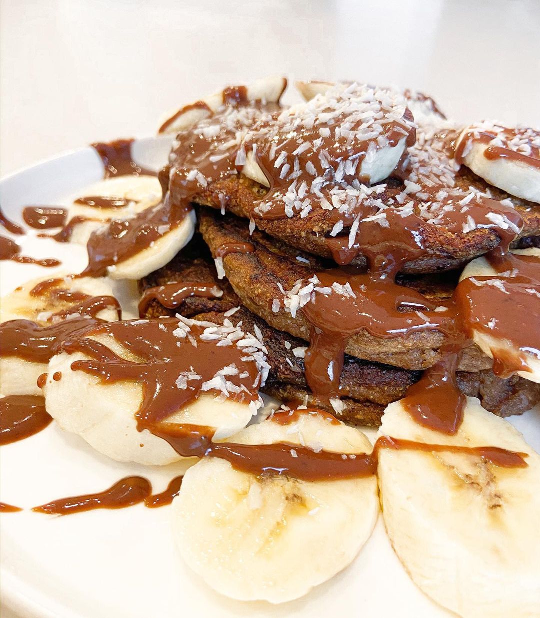 Double Chocolate Protein Pancakes with Banana