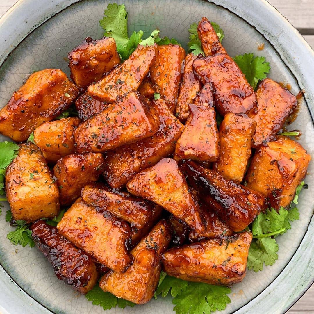 Honey BBQ Tofu with Crispy Coating