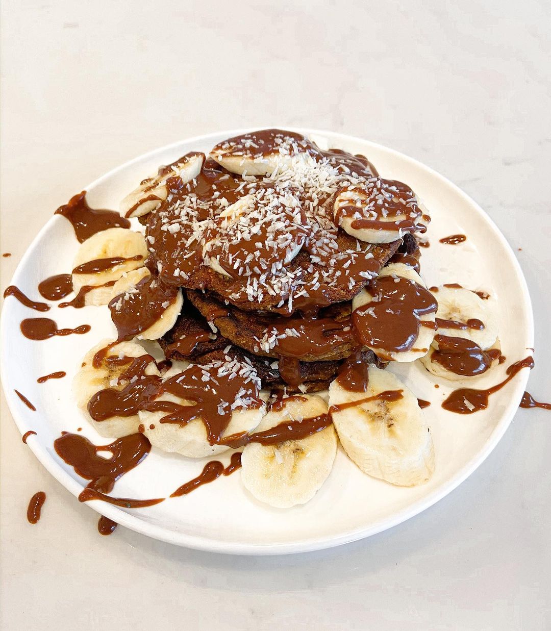 Double Chocolate Protein Pancakes with Banana