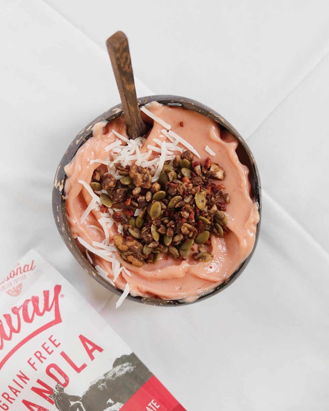 Strawberry Nice Cream with Dark Chocolate Granola