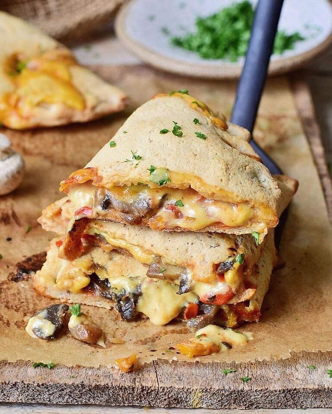 Mushroom Stuffed Vegan Calzone