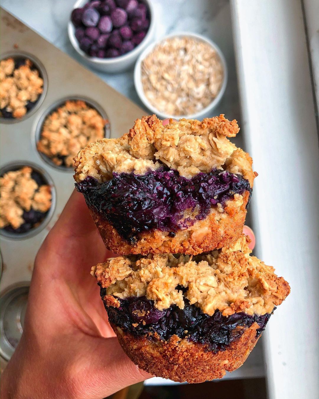 Vegan Gluten-Free Blueberry Crumble Muffins