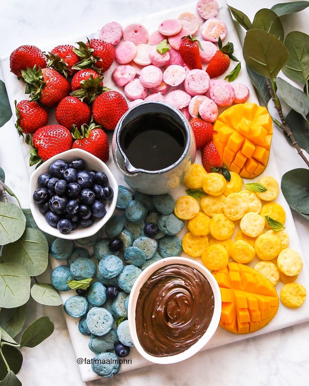 Colorful Mini Pancake Spread with Natural Dyes