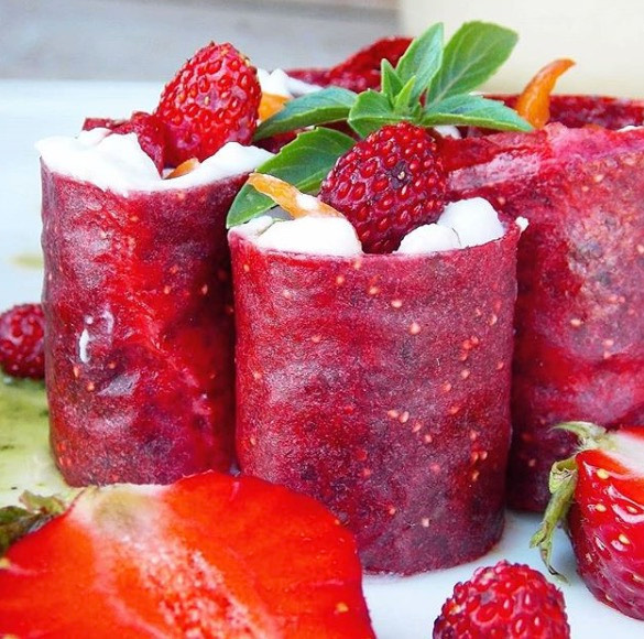 Raw Vegan Fruit Rolls with Coconut and Basil