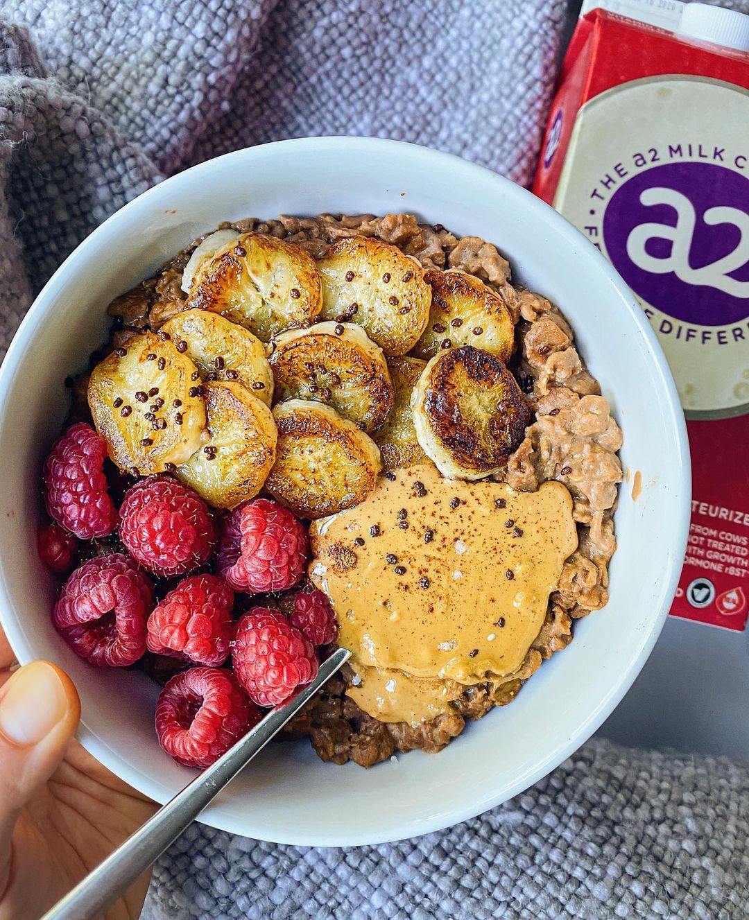 Salted Peanut Butter Chocolate Caramelized Banana Oats