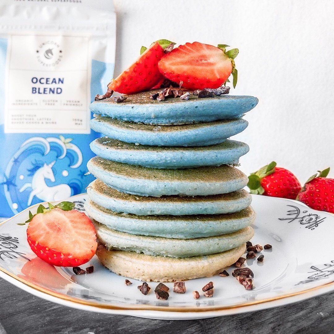 Blue Pancakes with Oat Flour and Ocean Blend