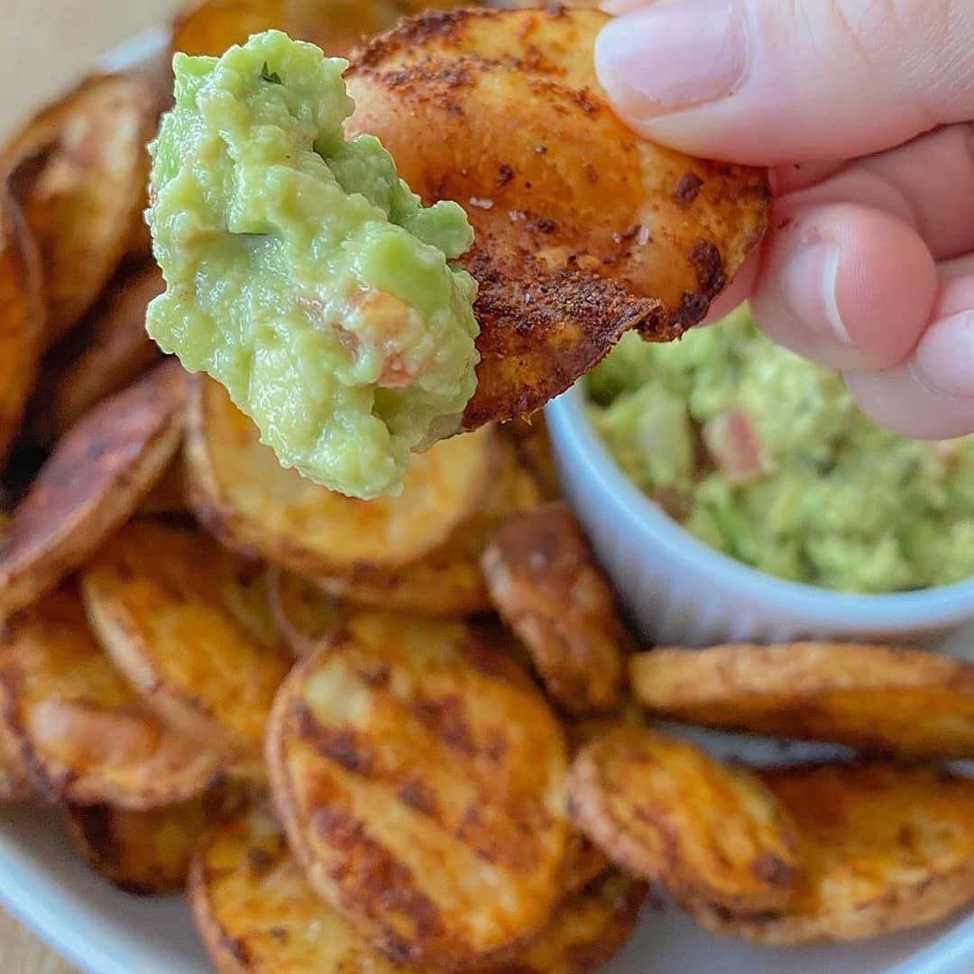 Homemade Southwest Potato Chips and Guacamole