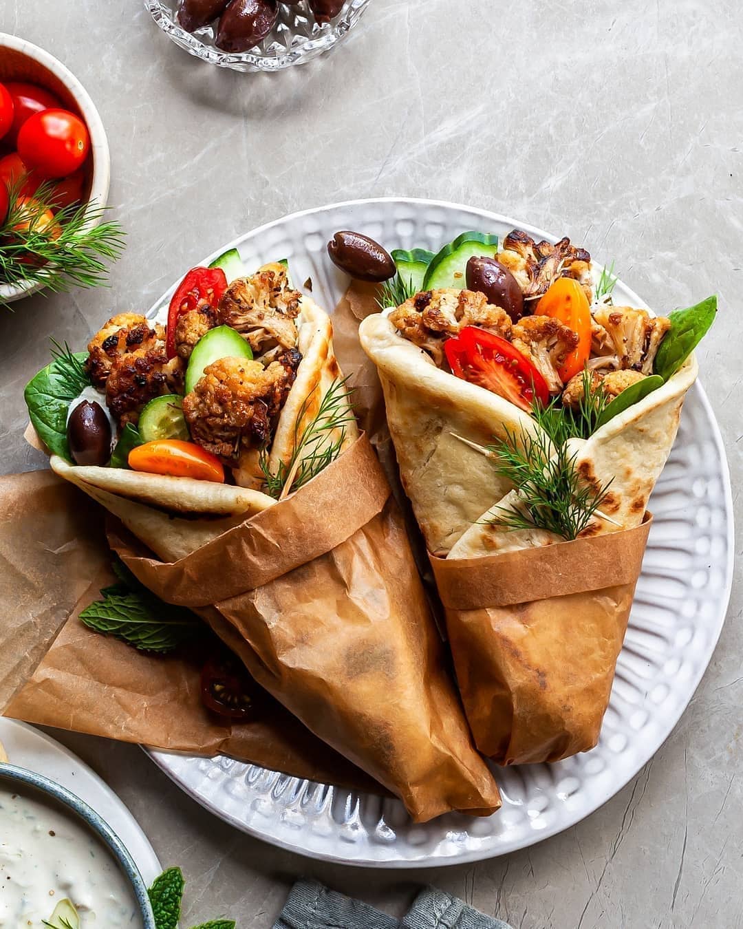 Vegan Cauliflower Gyros Wraps