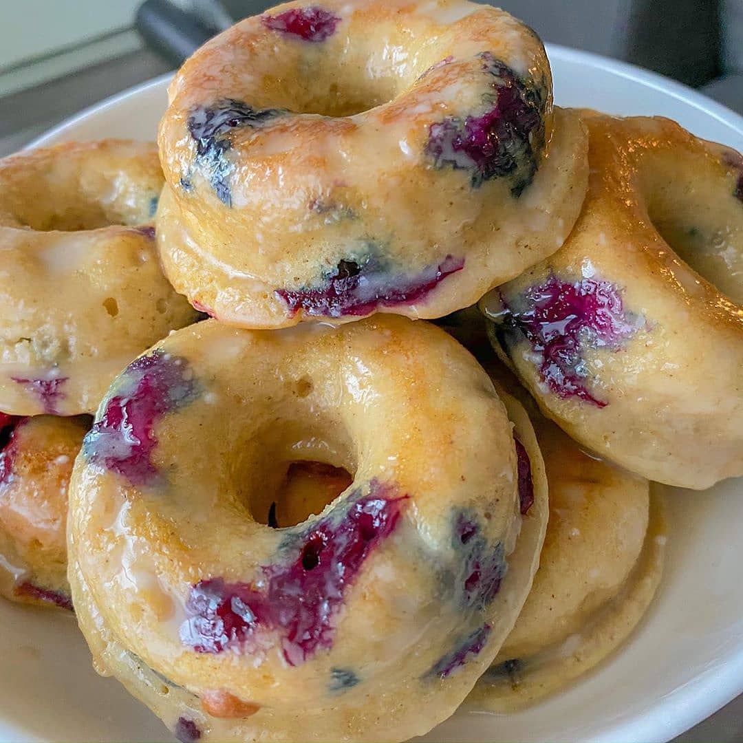 30 Minute Vegan Baked Blueberry Donuts