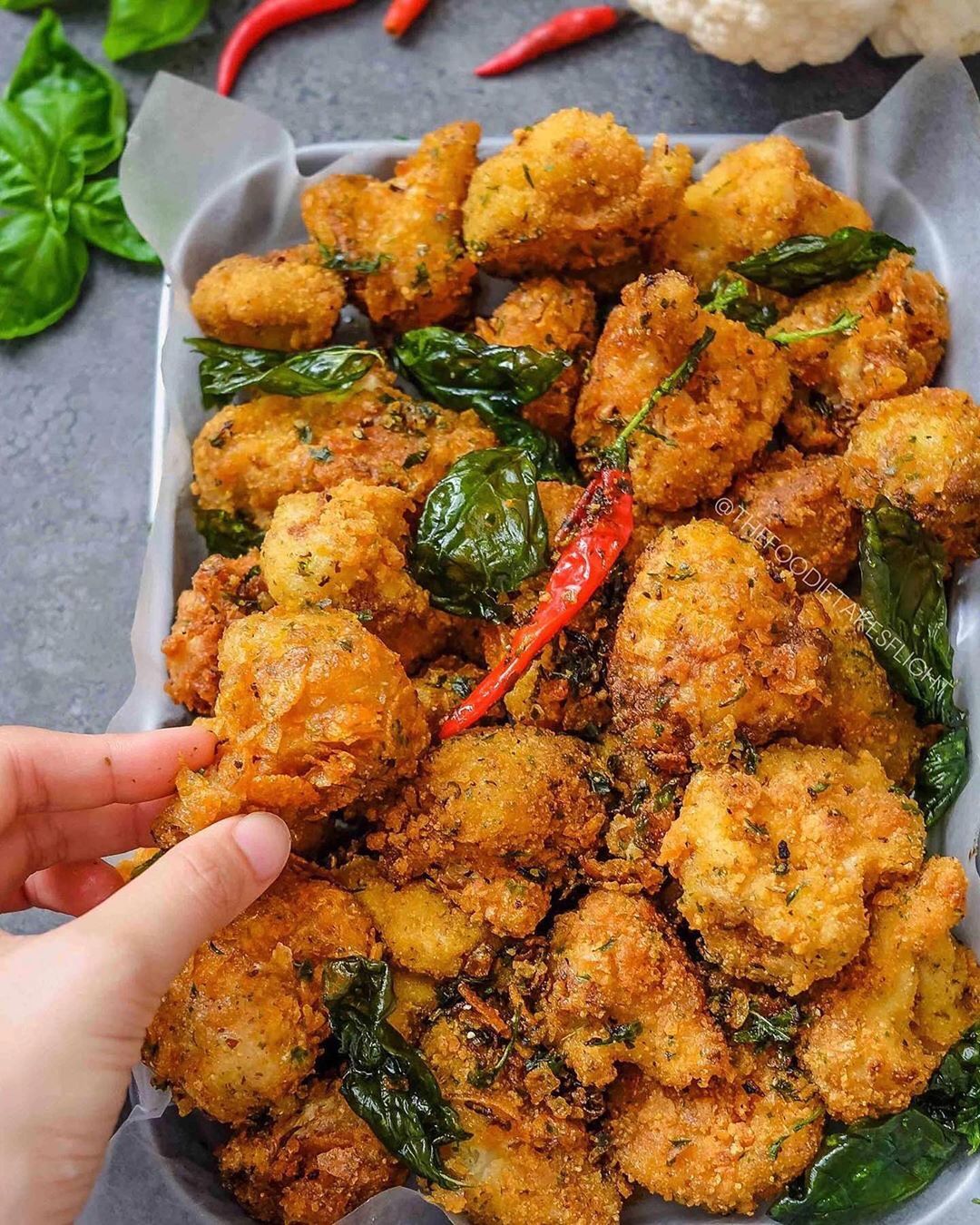 Salt and Pepper Cereal Crusted Cauliflower