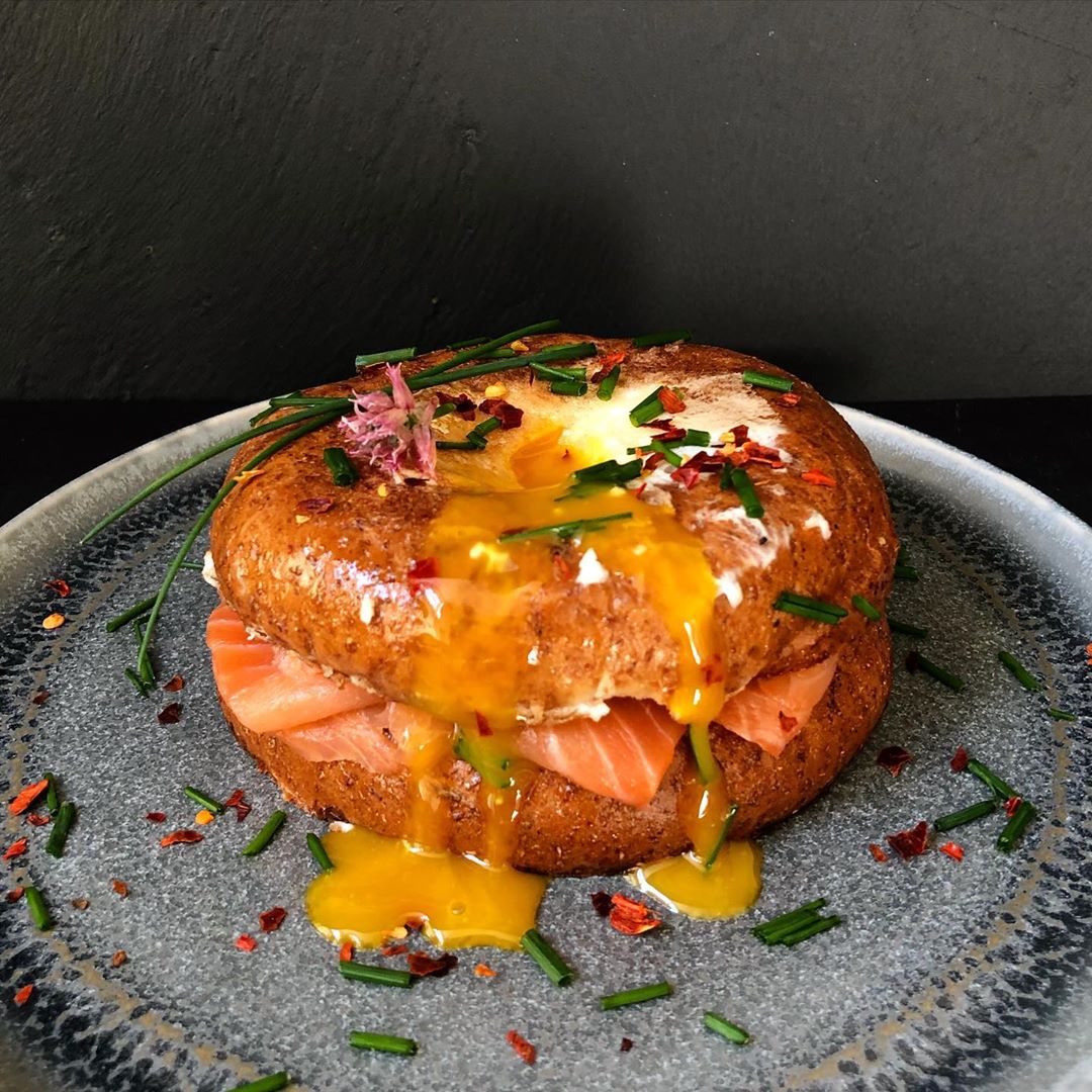 Egg in a Hole Bagel Sandwich