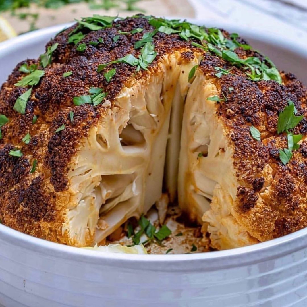 Whole Roasted Cauliflower with Spices and Lemon