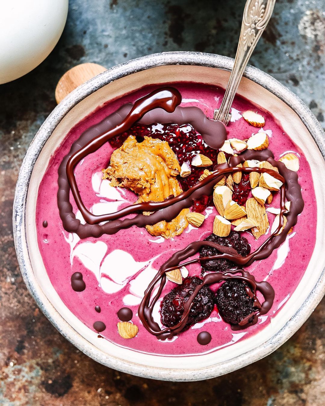 Acai and Blackberry Smoothie Bowl with Fresh Ginger