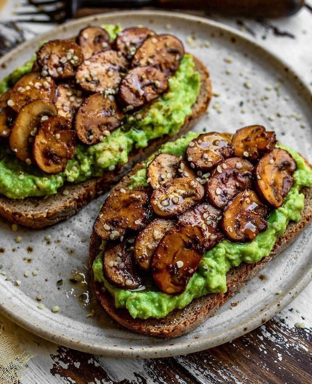 Avocado Garlicky Mushroom Toast