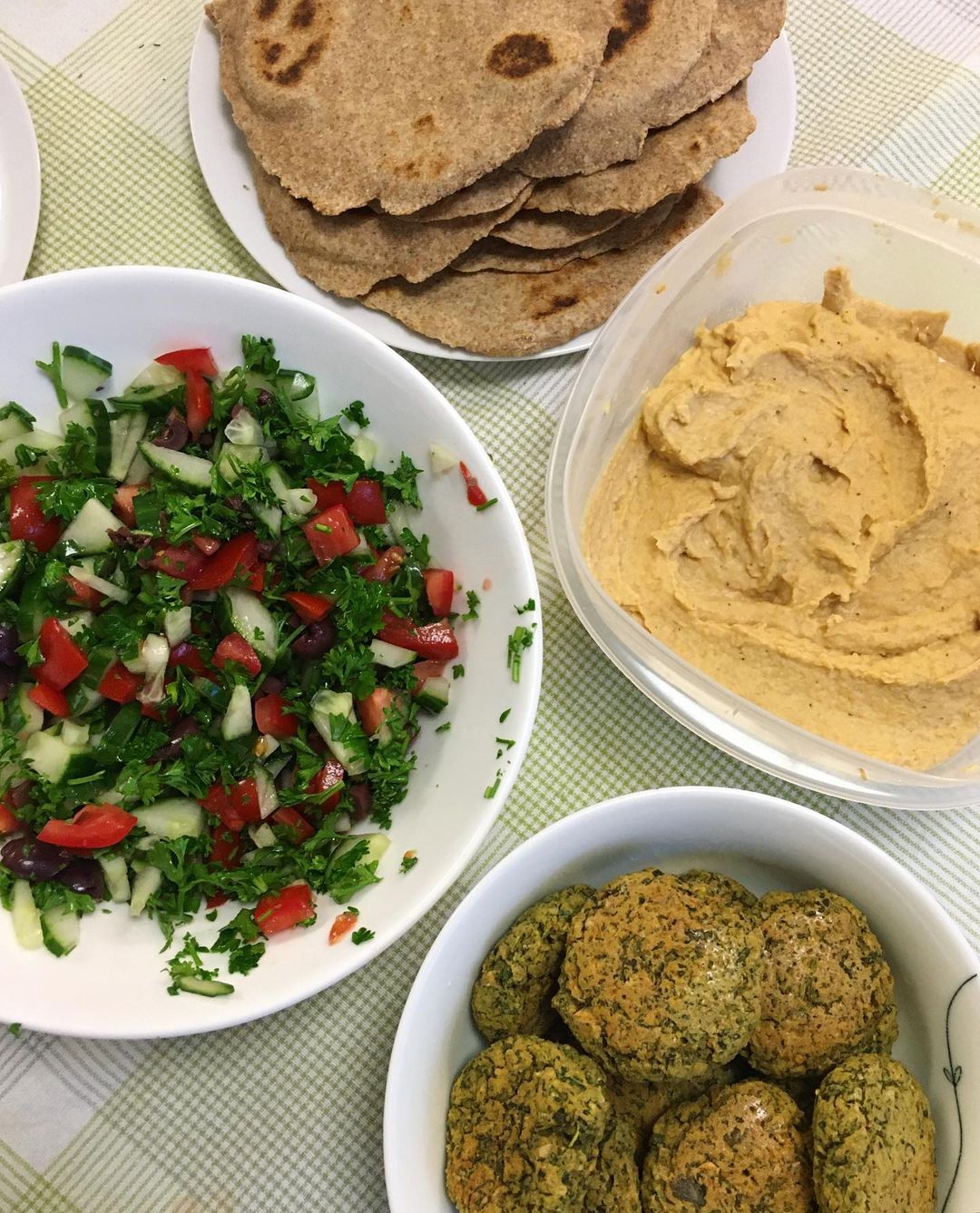 Homemade Hummus, Baked Falafel & Skillet Flatbreads