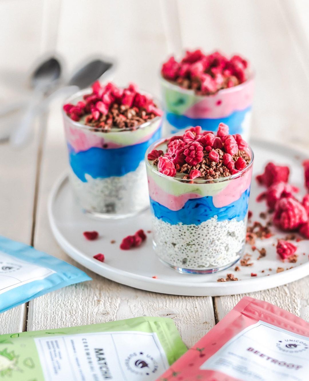 Unicorn Chia Pudding and Yogurt Parfaits