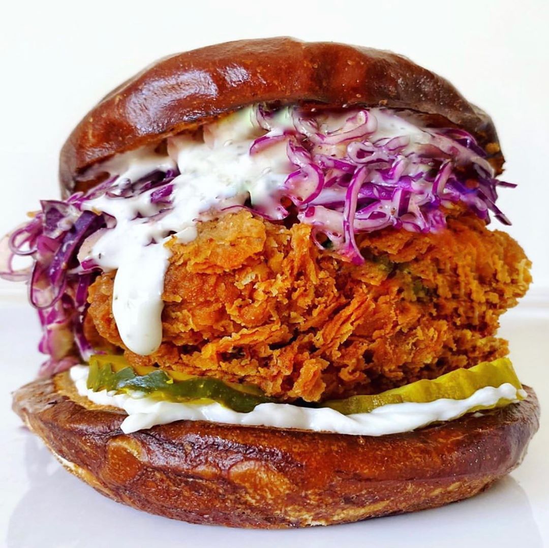 Vegan Cajun Fried Chick’n Burger