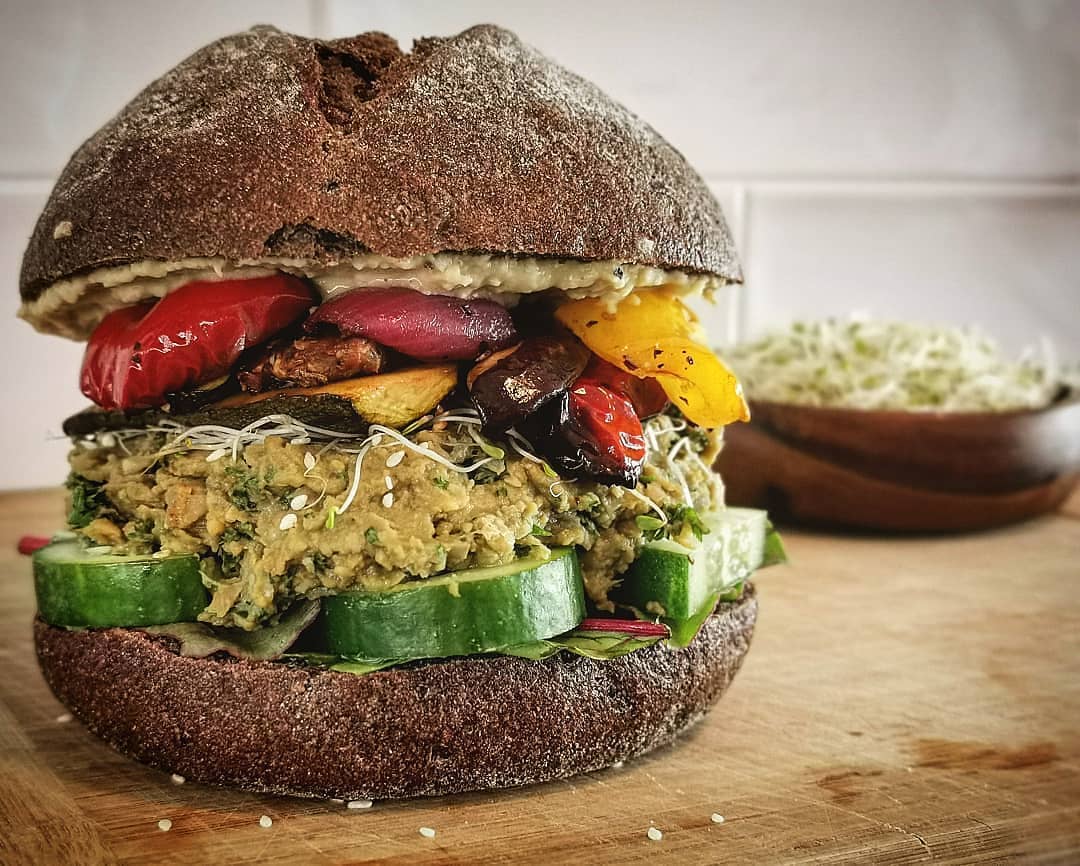 Garlic Lemon Chickpea Avocado Burger