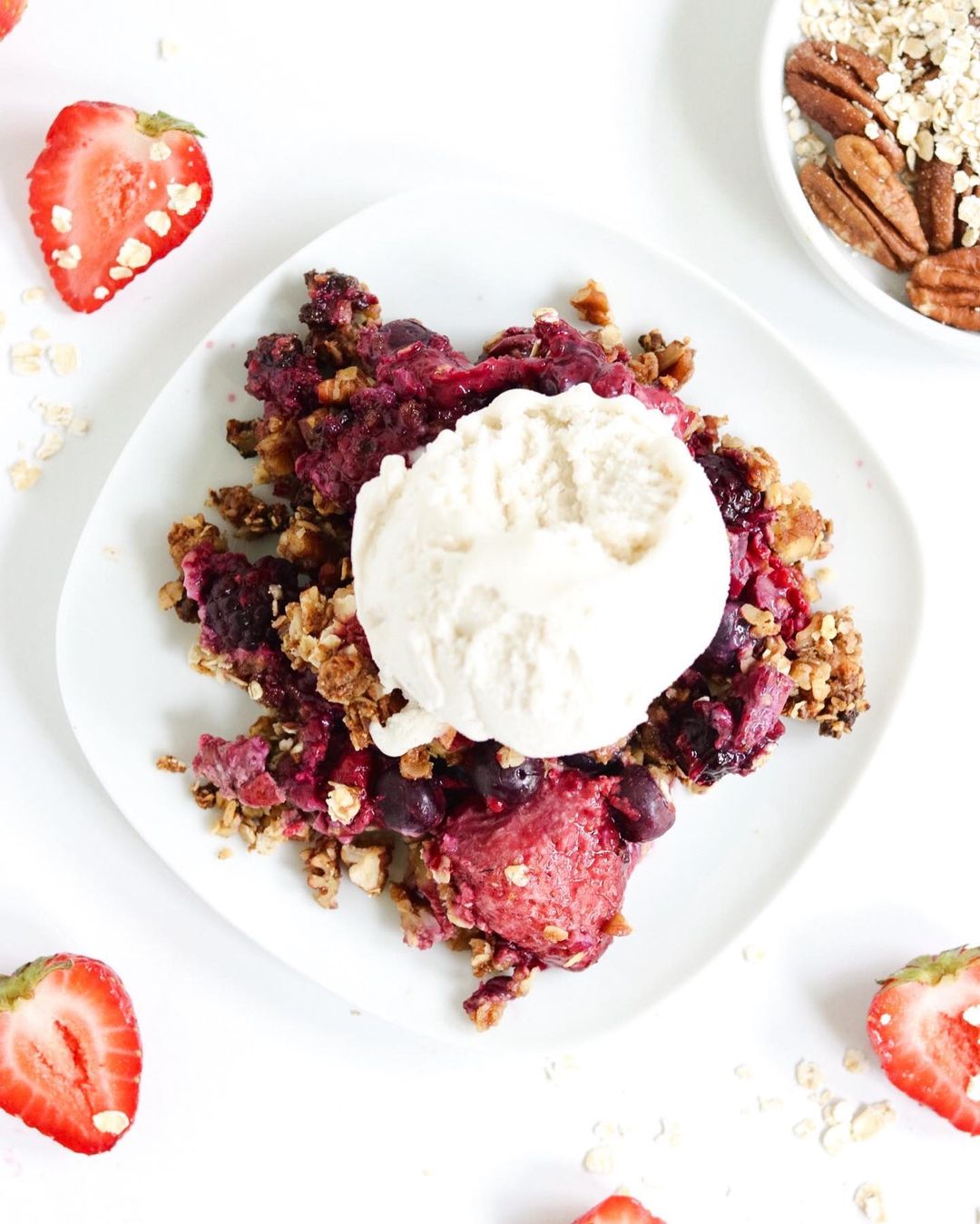 Easy Berry Crumble with Vegan Vanilla Ice Cream