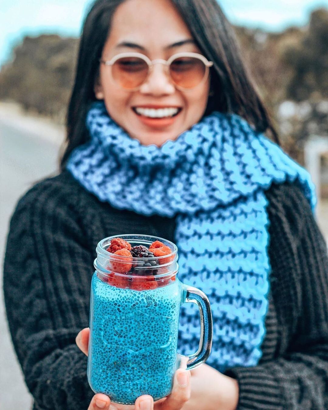 Blue Spirulina Chia Pudding Energy Boost