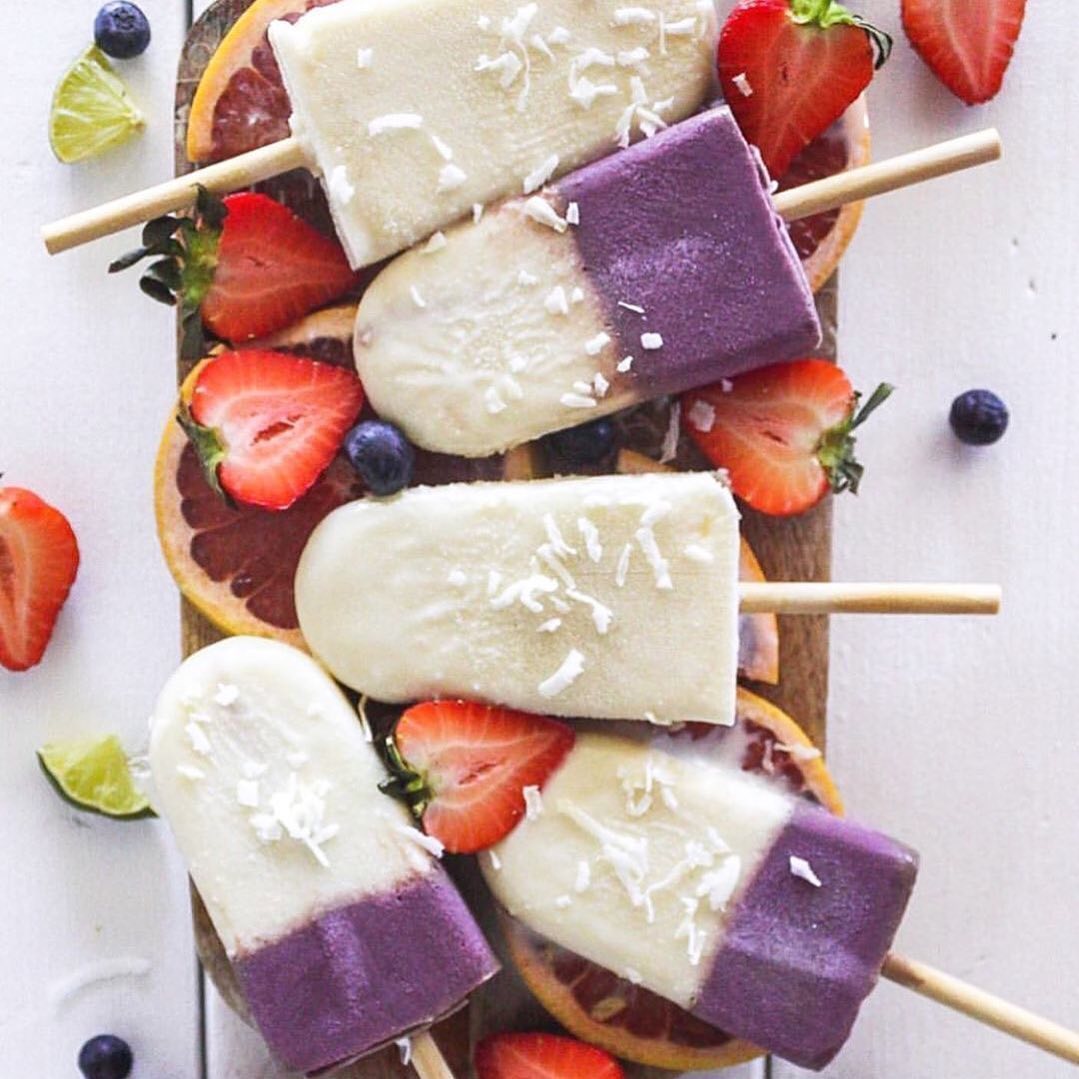 Layered Coconut Açaí Popsicles