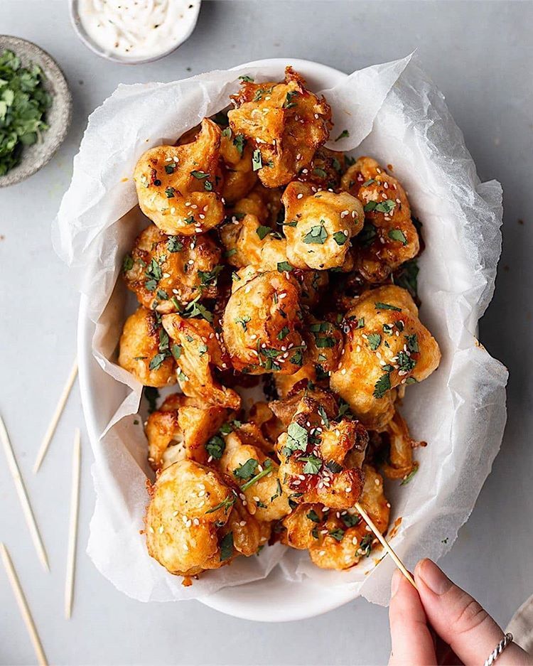 Sweet and Spicy Maple Sriracha Cauliflower Wings