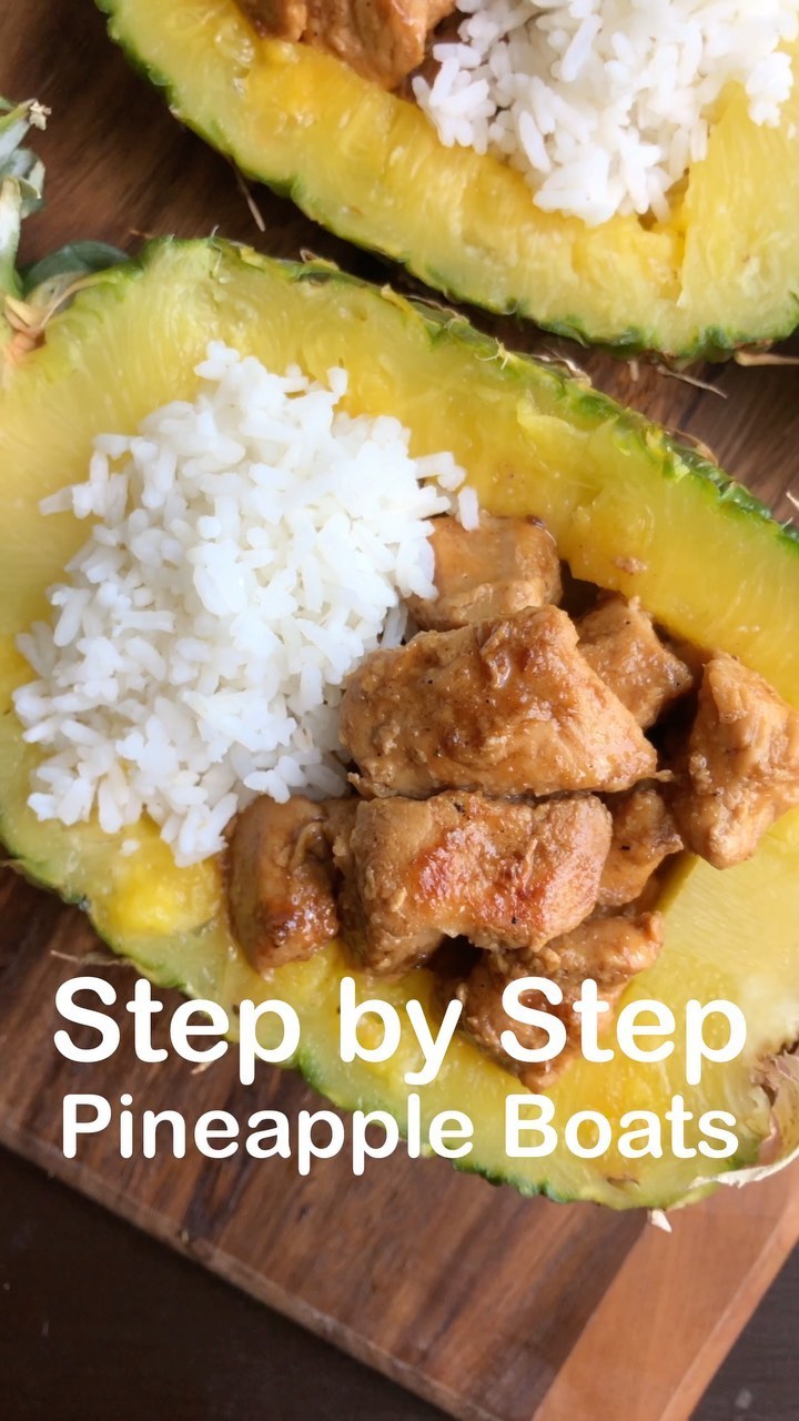 Simple Pineapple Boats with Chicken and Rice