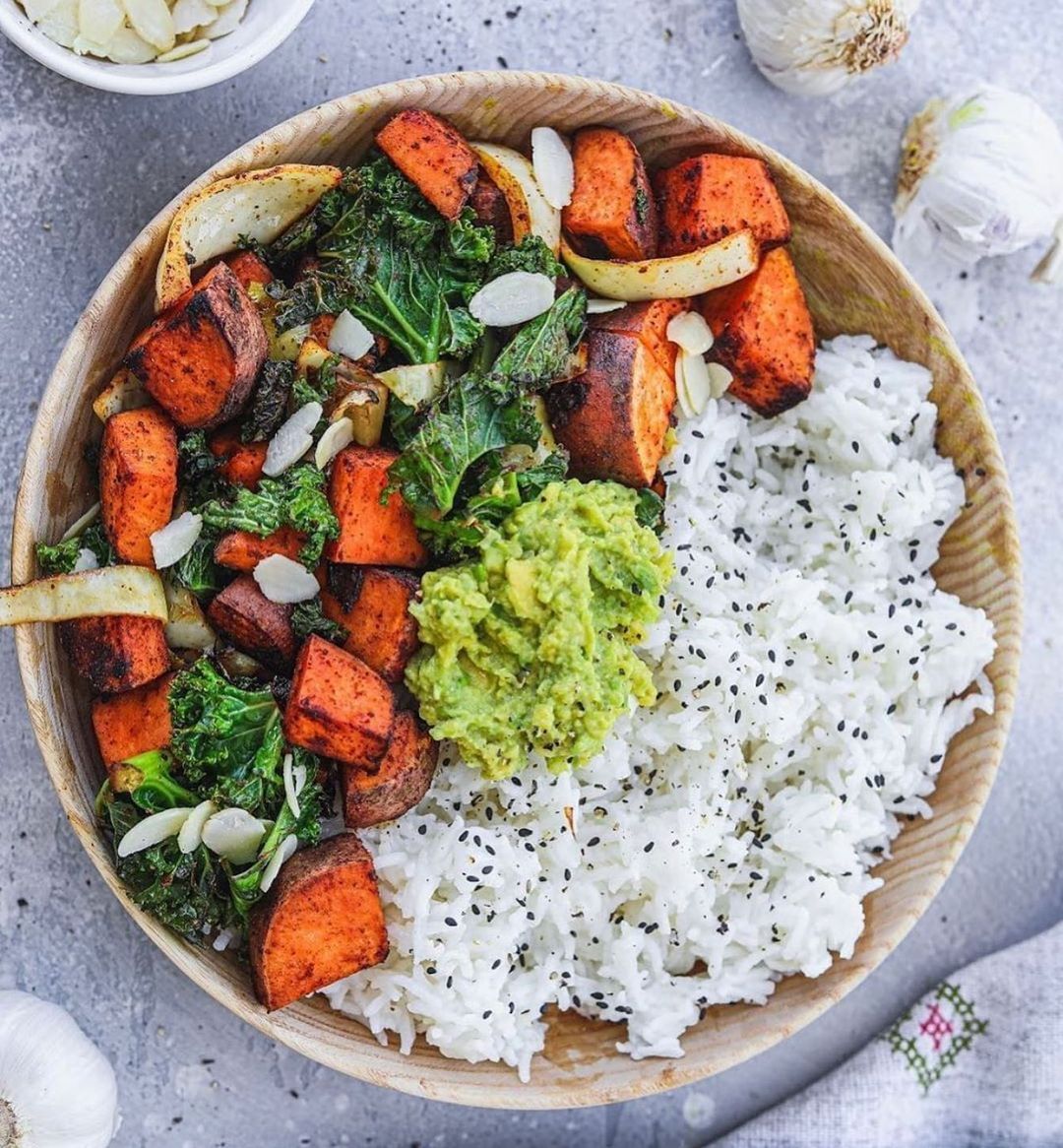 Skillet Sweet Potatoes with Kale