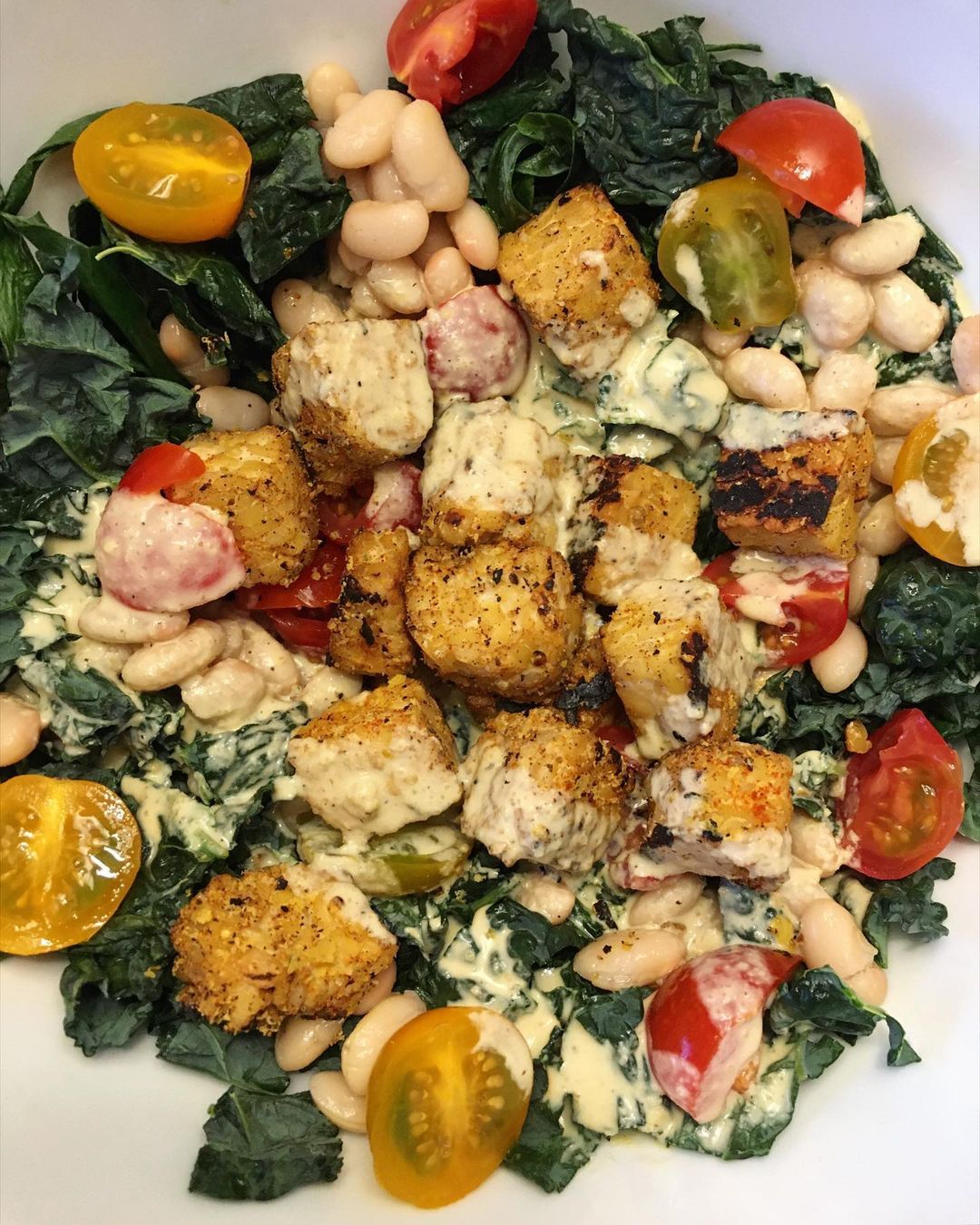 Kale, Tempeh and White Bean Salad
