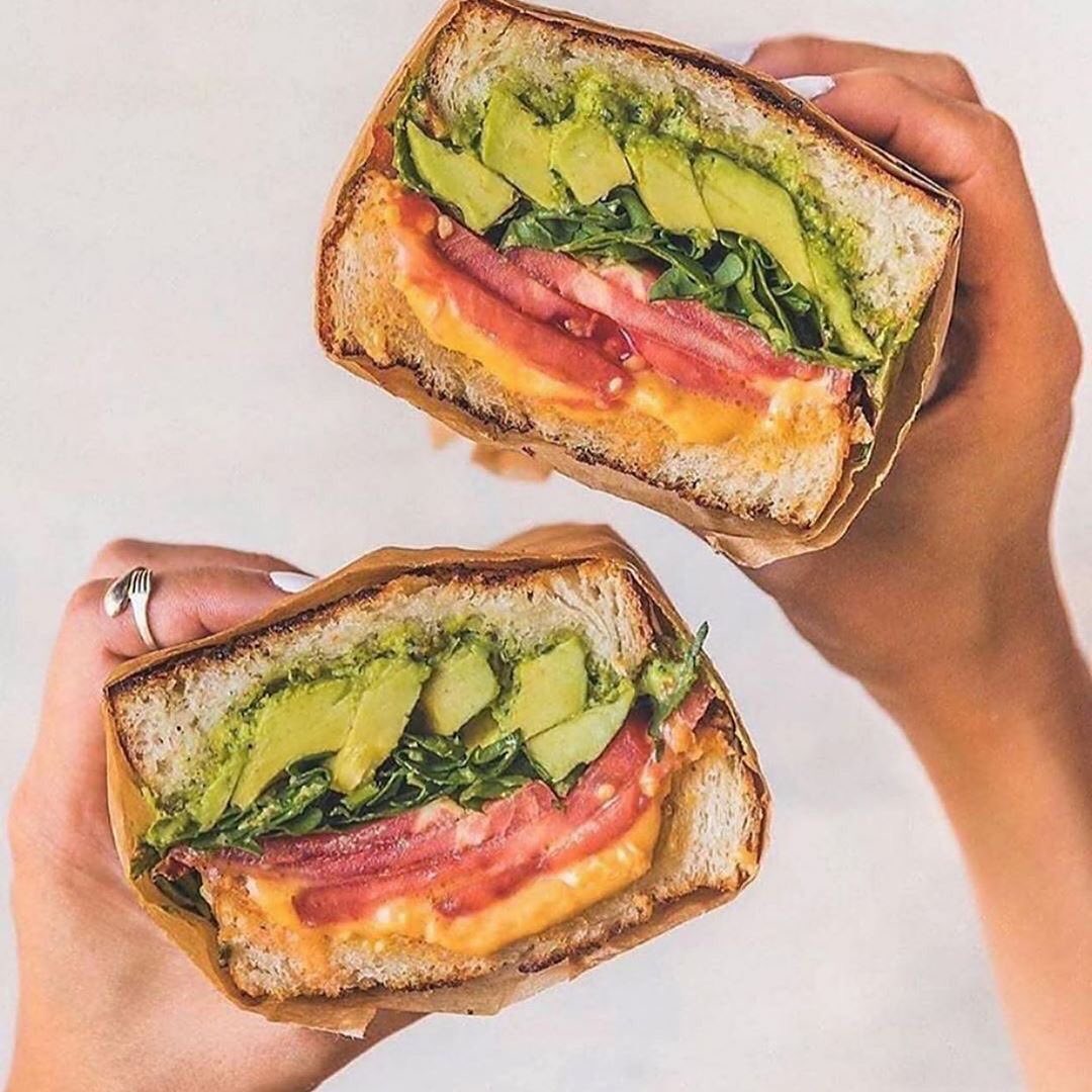 Vegan Veggie Sandwich with Basil Pesto