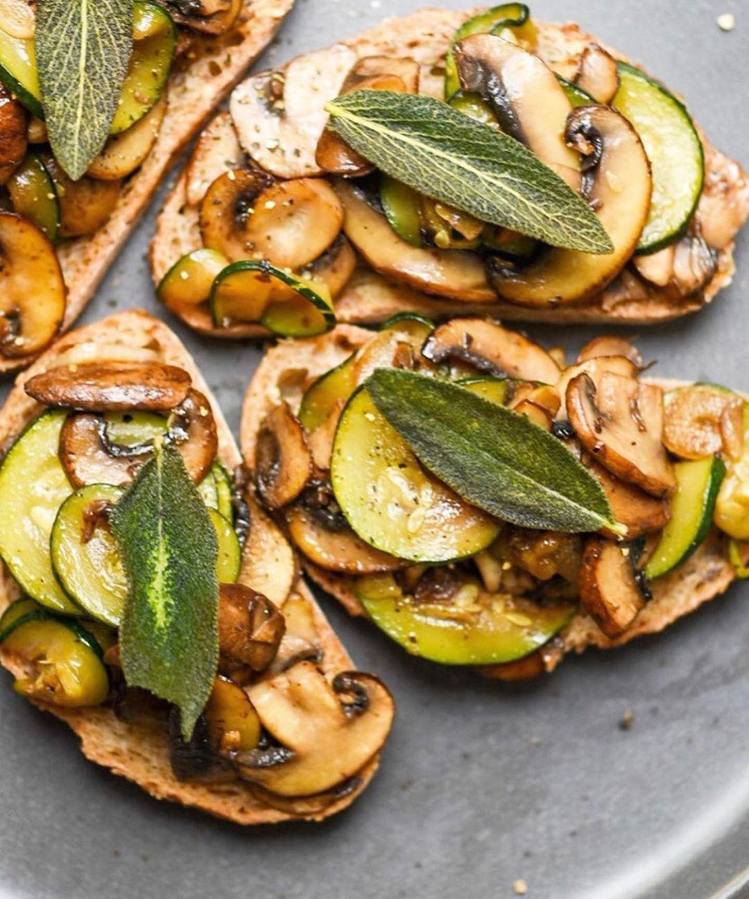 Mushroom Zucchini Toast with Fried Sage