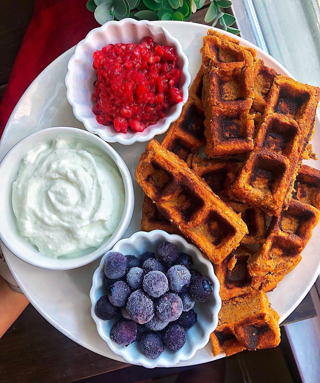 Sweet Potato Waffles with Dips