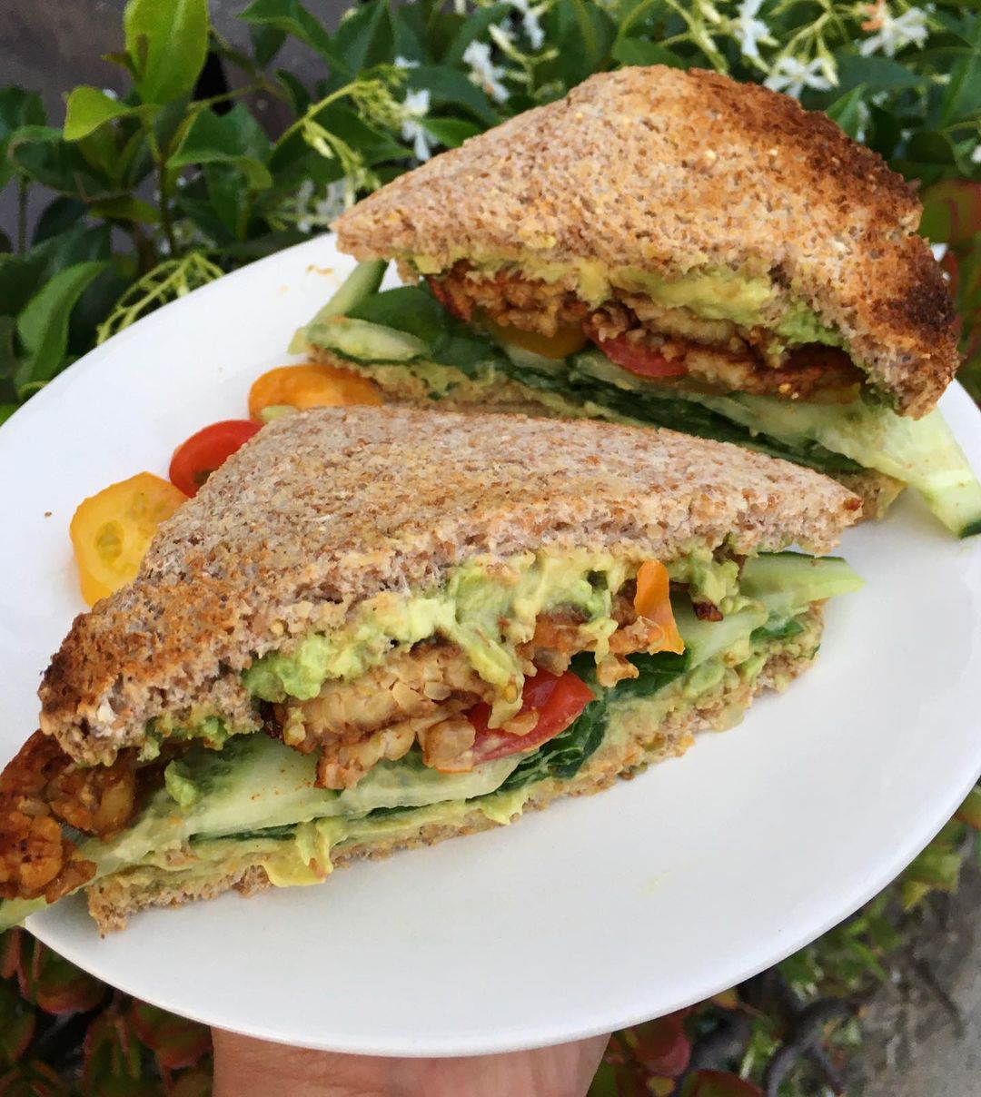 Vegan Tempeh BLT Sandwich with Avocado