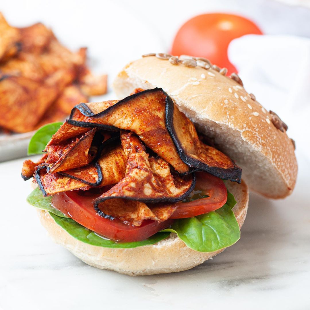 Vegan Aubergine Rashers Bacon Alternative