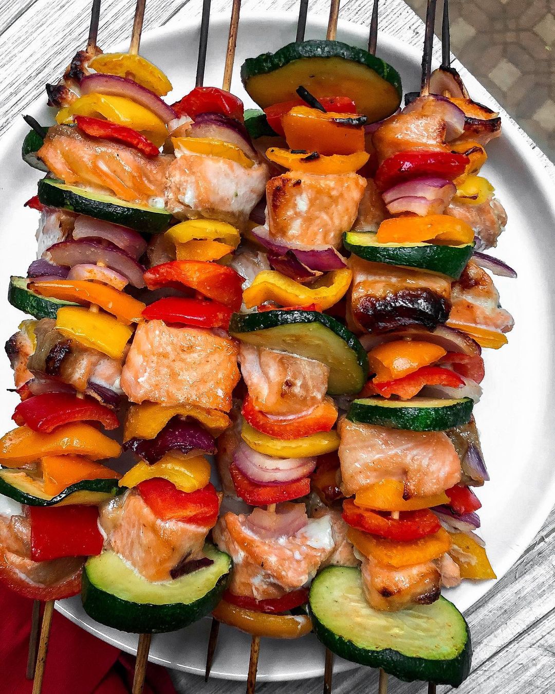 Honey Sriracha and Teriyaki Salmon Kabobs