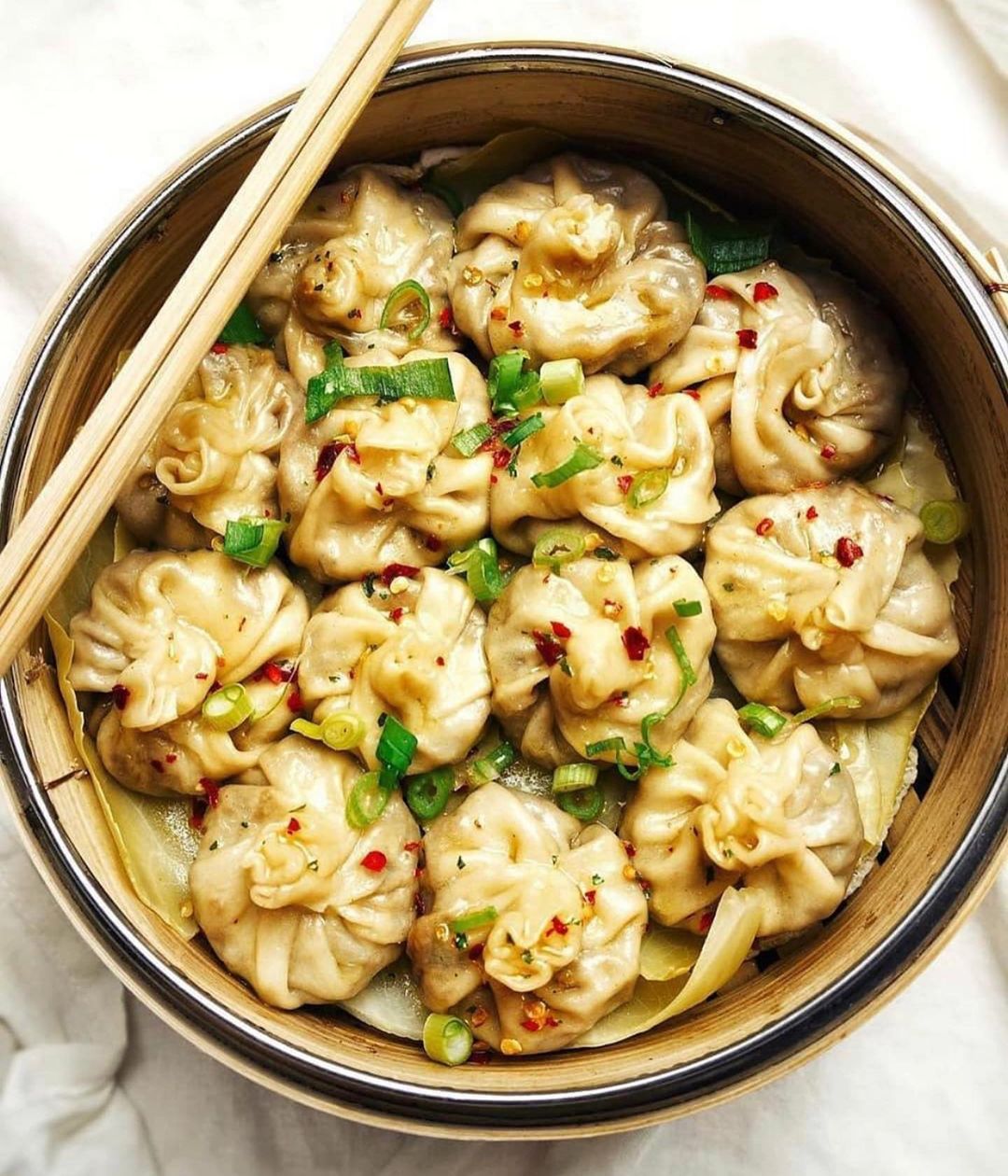 Sweet and Sour Cabbage Mushroom Dumplings with Chili Broth