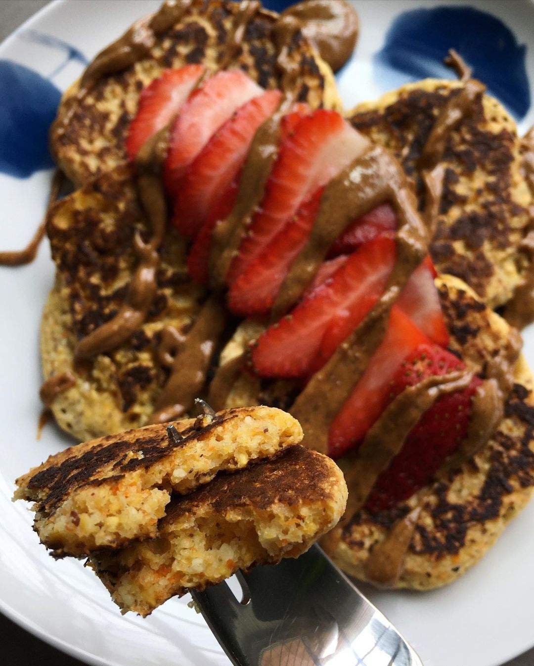 Creative Cornmeal Pancakes with Almond Butter and Strawberries